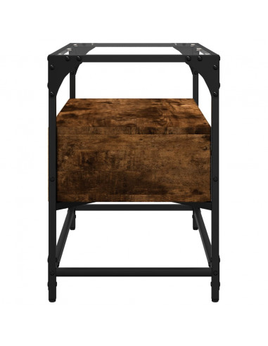 Mobile TV Piano Vetro Rovere Fumo 60x35x51cm Legno Multistrato