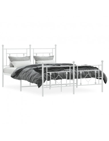 Giroletto con Testiera e Pediera Metallo Bianco 140x200 cm