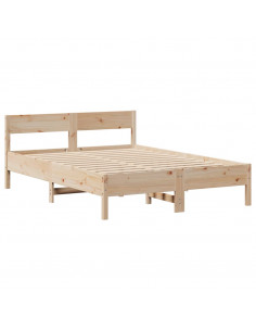 Letto senza Materasso 140x190 cm in Legno Massello di Pino 2