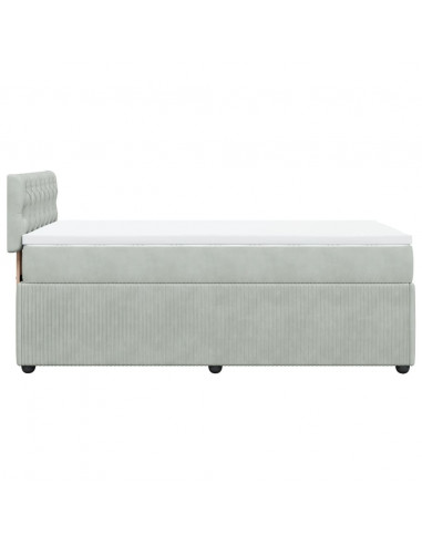 Giroletto a Molle con Materasso Grigio Chiaro 100x200cm Velluto