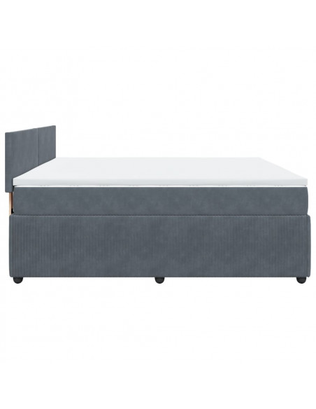 Giroletto a Molle con Materasso Grigio Scuro 200x200 cm Velluto