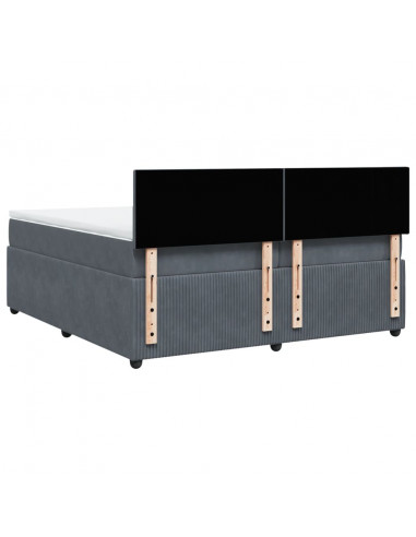 Giroletto a Molle con Materasso Grigio Scuro 200x200 cm Velluto