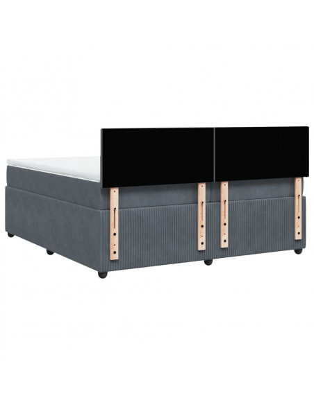 Giroletto a Molle con Materasso Grigio Scuro 200x200 cm Velluto