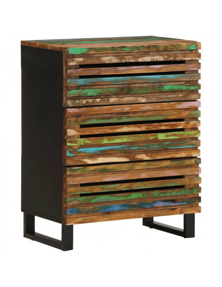 Credenze 3 pz 60x34x75 cm in Legno Massello di Acacia