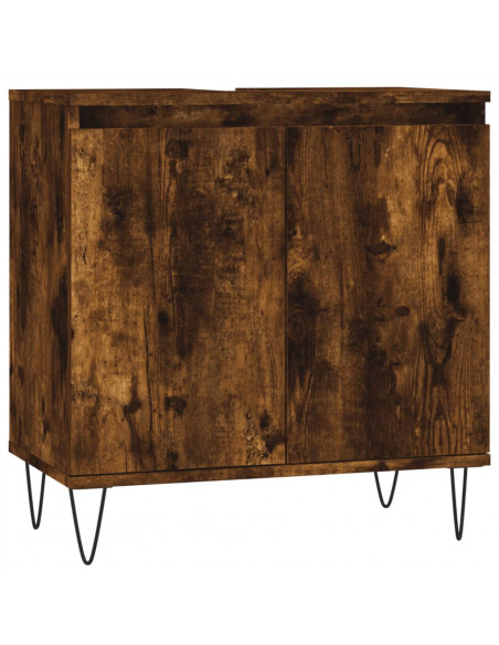Armadietto Bagno Rovere Fumo 58x33x60 cm in Legno Multistrato