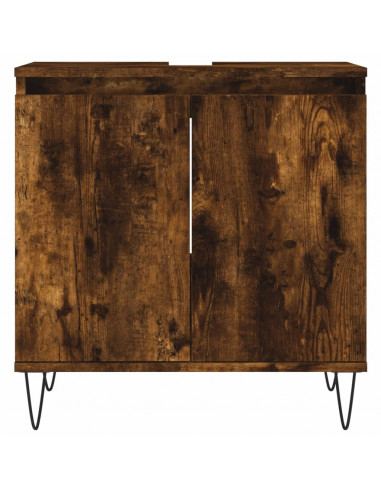 Armadietto Bagno Rovere Fumo 58x33x60 cm in Legno Multistrato