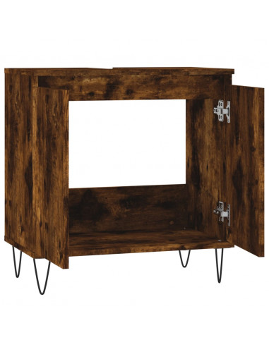 Armadietto Bagno Rovere Fumo 58x33x60 cm in Legno Multistrato