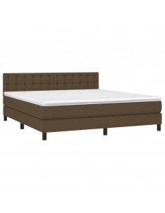 Letto a Molle Materasso e LED Marrone Scuro 160x200 cm Tessuto 2