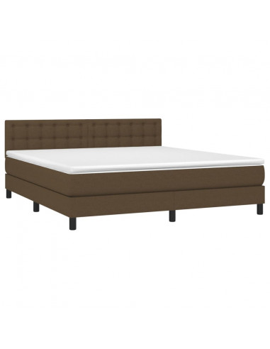 Letto a Molle Materasso e LED Marrone Scuro 160x200 cm Tessuto