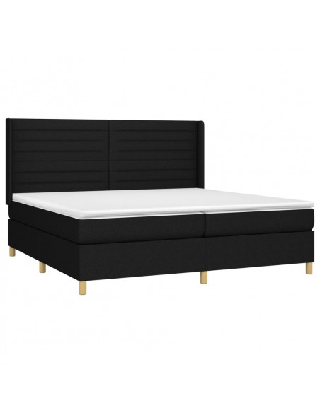 Giroletto a Molle con Materasso Nero 200x200 cm in Tessuto