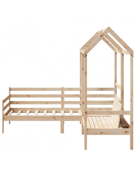 Set Dormeuse e Panca con Tetto 90x200cm Legno Massello di Pino