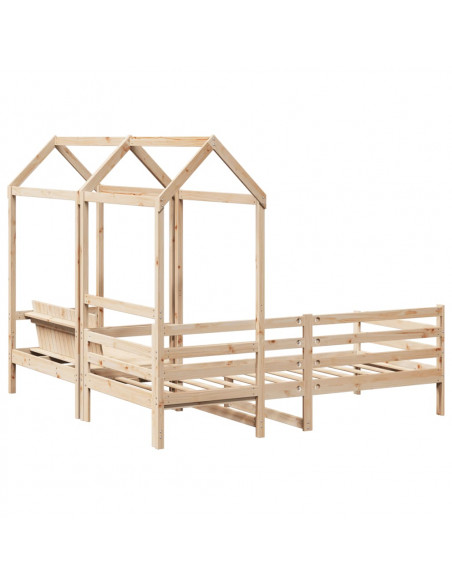 Set Dormeuse e Panca con Tetto 90x200cm Legno Massello di Pino