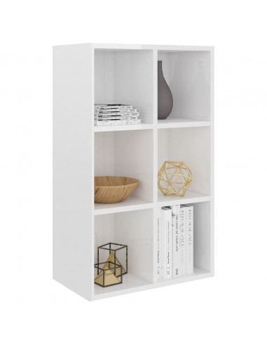 Libreria/Credenza Bianco Lucido 66x30x98 cm Legno Multistrato