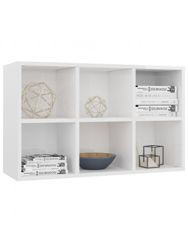 Libreria/Credenza Bianco Lucido 66x30x98 cm Legno Multistrato