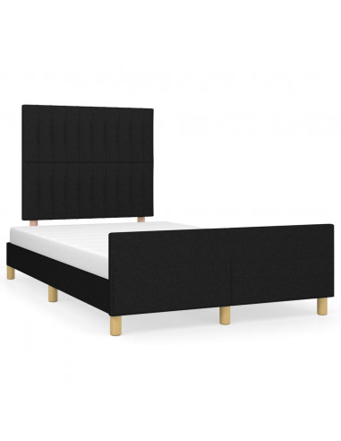 Giroletto con Testiera Nero 120x190 cm in Tessuto