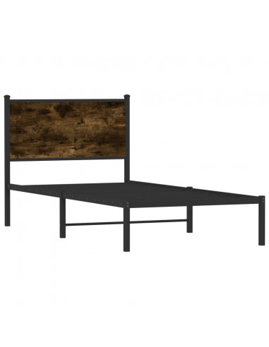 Giroletto con Testiera in Metallo Rovere Fumo 80x200 cm