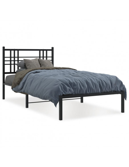 Giroletto con Testiera in Metallo Nero 90x190 cm