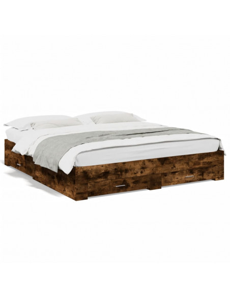 Giroletto con Cassetti Rovere Fumo 180x200 cm Legno Multistrato