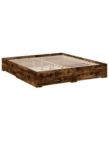 Giroletto con Cassetti Rovere Fumo 180x200 cm Legno Multistrato