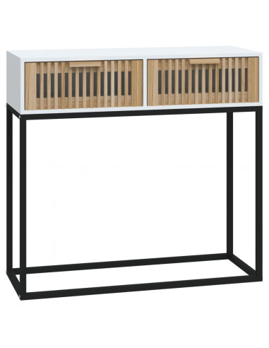 Tavolino Consolle Bianco 80x30x75 cm Legno Multistrato e Ferro