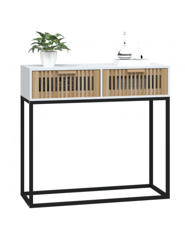 Tavolino Consolle Bianco 80x30x75 cm Legno Multistrato e Ferro