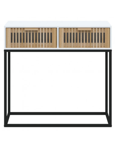 Tavolino Consolle Bianco 80x30x75 cm Legno Multistrato e Ferro