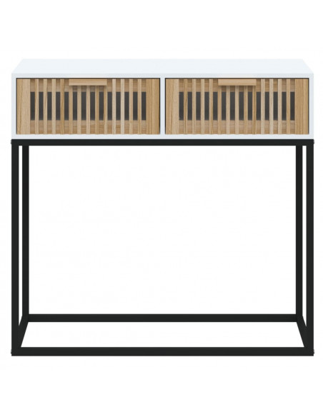 Tavolino Consolle Bianco 80x30x75 cm Legno Multistrato e Ferro