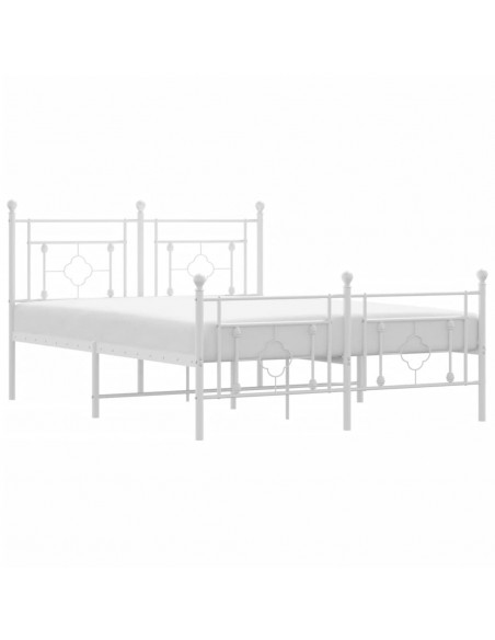 Giroletto con Testiera e Pediera Metallo Bianco 135x190 cm