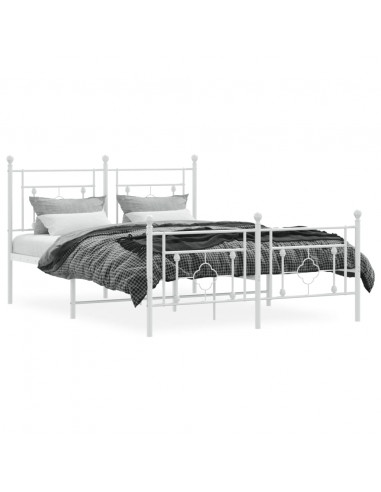Giroletto con Testiera e Pediera Metallo Bianco 135x190 cm