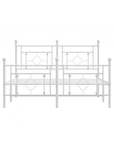 Giroletto con Testiera e Pediera Metallo Bianco 135x190 cm
