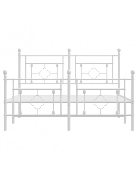 Giroletto con Testiera e Pediera Metallo Bianco 135x190 cm
