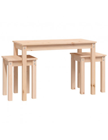 Tavolini a Incastro 3 pz in Legno Massello di Pino