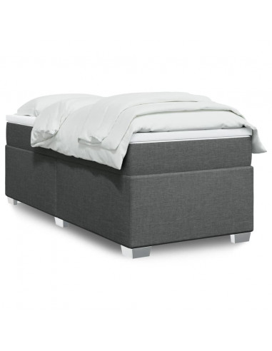 Giroletto a Molle con Materasso Grigio Scuro 90x190 cm Tessuto