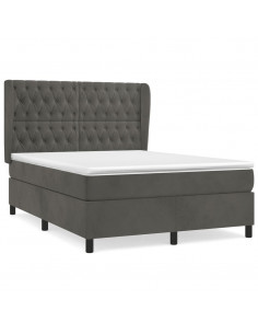 Giroletto a Molle con Materasso Grigio Scuro 140x190 cm Velluto 2