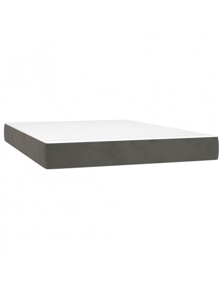 Giroletto a Molle con Materasso Grigio Scuro 140x190 cm Velluto