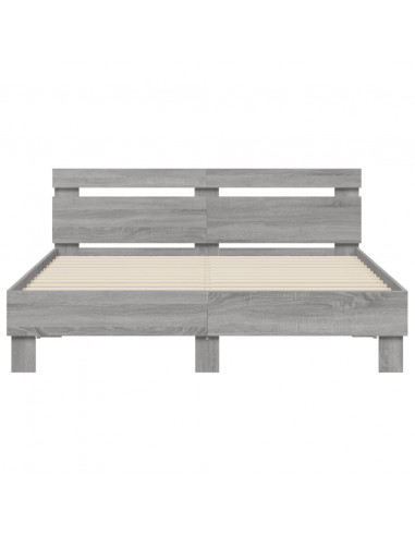 Giroletto con Testiera e LED Grigio Sonoma 150x200 cm