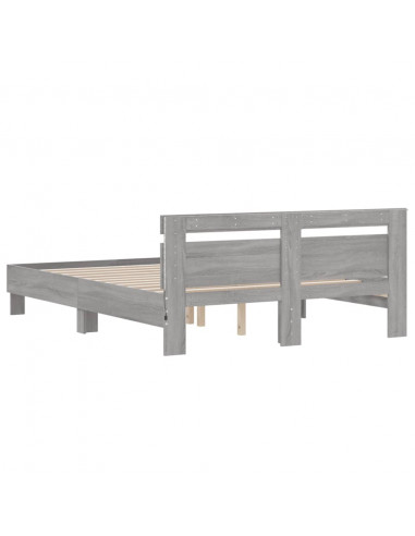 Giroletto con Testiera e LED Grigio Sonoma 150x200 cm