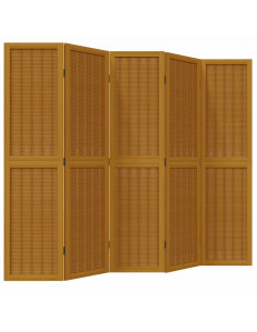 Divisorio Ambienti 5 Pannelli Marrone Legno Massello Paulownia 2