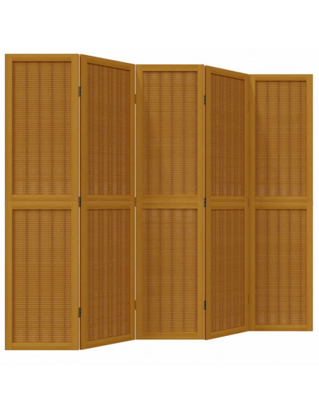 Divisorio Ambienti 5 Pannelli Marrone Legno Massello Paulownia