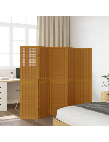 Divisorio Ambienti 5 Pannelli Marrone Legno Massello Paulownia