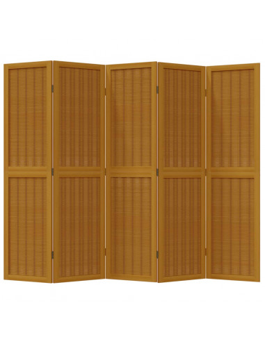 Divisorio Ambienti 5 Pannelli Marrone Legno Massello Paulownia