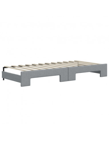 Divano Letto Estraibile Cassetti Grigio Chiaro 80x200cm Tessuto