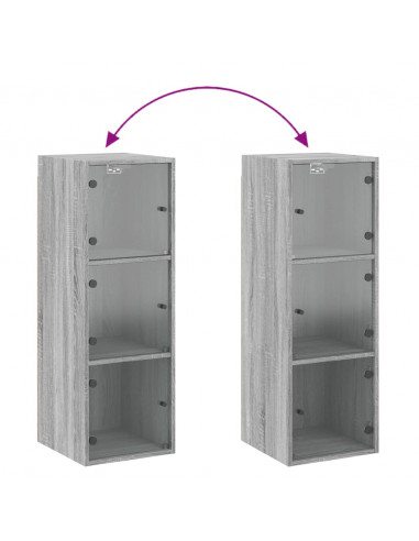 Mobile a Muro con Ante in Vetro Grigio Sonoma 35x37x100 cm