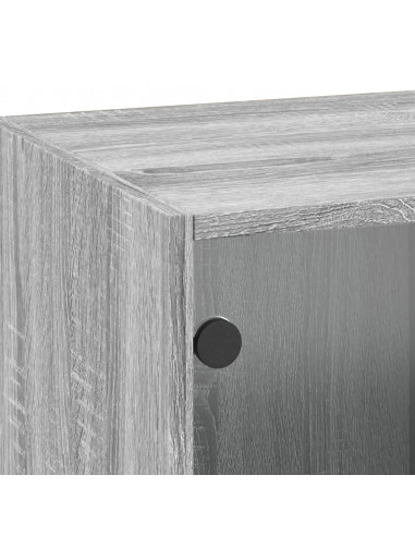 Mobile a Muro con Ante in Vetro Grigio Sonoma 35x37x100 cm