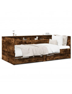 Divano Letto con Cassetti Rovere Fumo 90x190 cm Multistrato 2