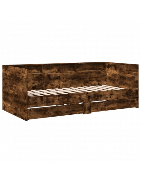 Divano Letto con Cassetti Rovere Fumo 90x190 cm Multistrato