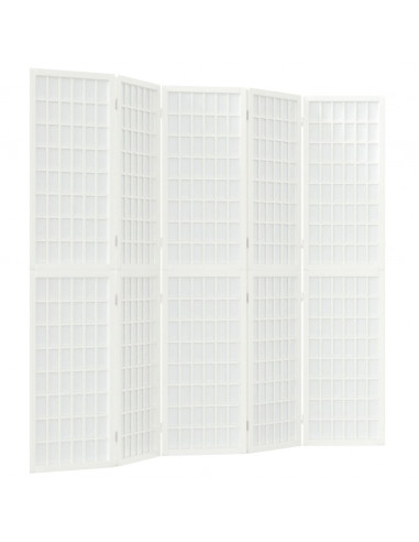 Divisorio Pieghevole 5 Pannelli Stile Giapponese 200x170 Bianco