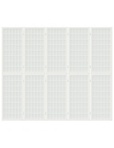 Divisorio Pieghevole 5 Pannelli Stile Giapponese 200x170 Bianco