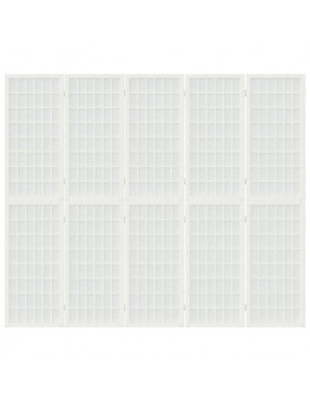Divisorio Pieghevole 5 Pannelli Stile Giapponese 200x170 Bianco