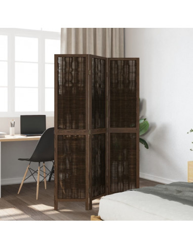 Divisorio Ambienti 3 Pannelli Marrone Scuro Massello Paulownia